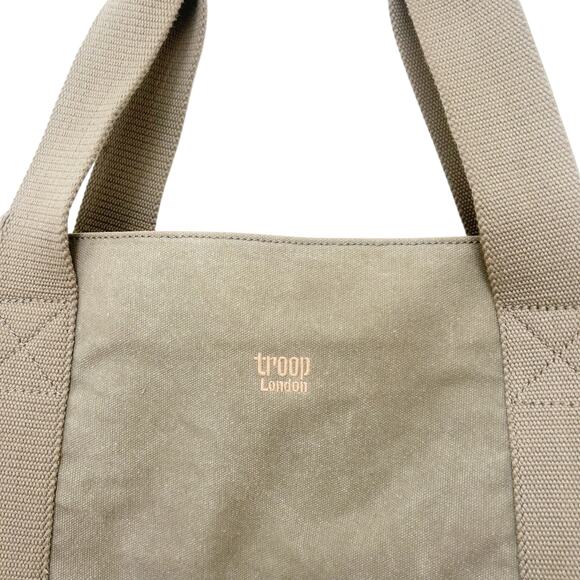 Troop London Green Canvas Tote Shoulder Bag - Picture 3 of 6